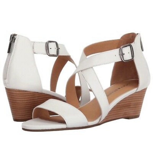 Lucky Brand NWOB Jenley White Leather Wedge Sandal - Picture 2 of 8